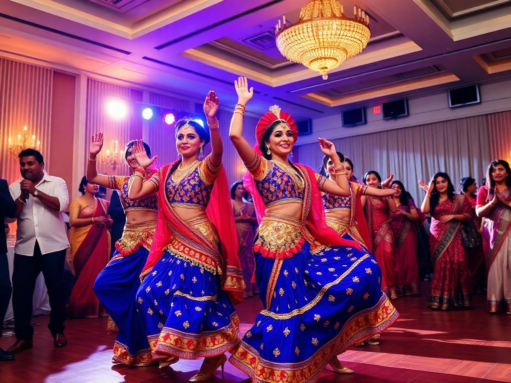 Bhangra dancers performing at event in Singapore