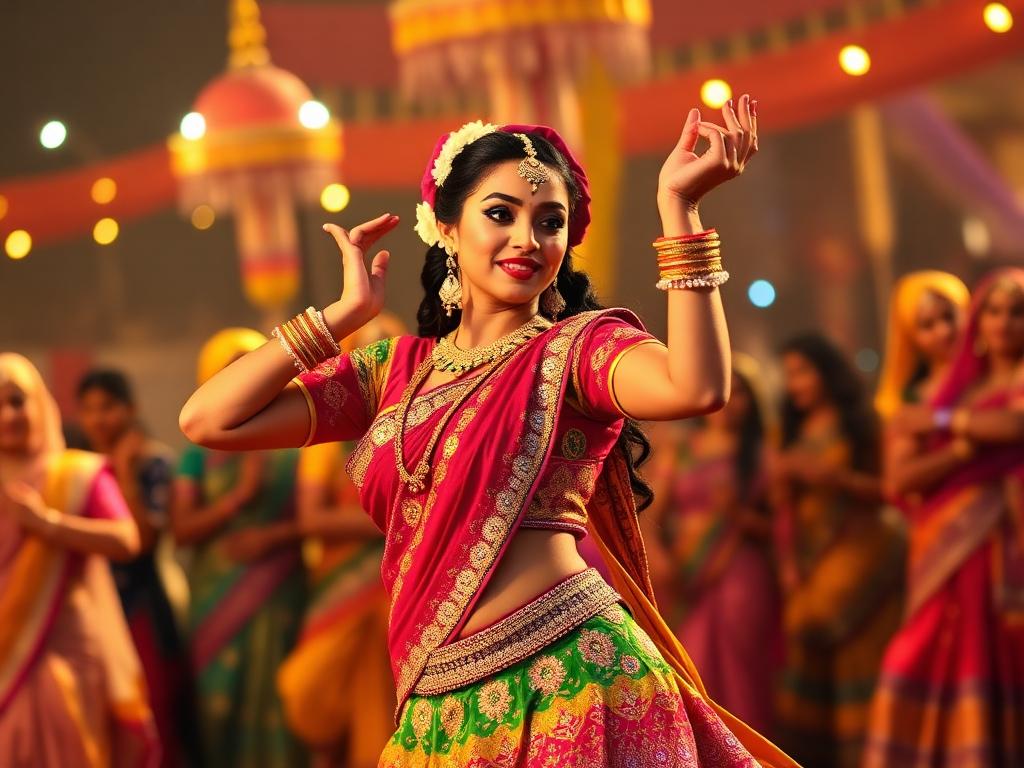 Female dancer in traditional Punjabi costume