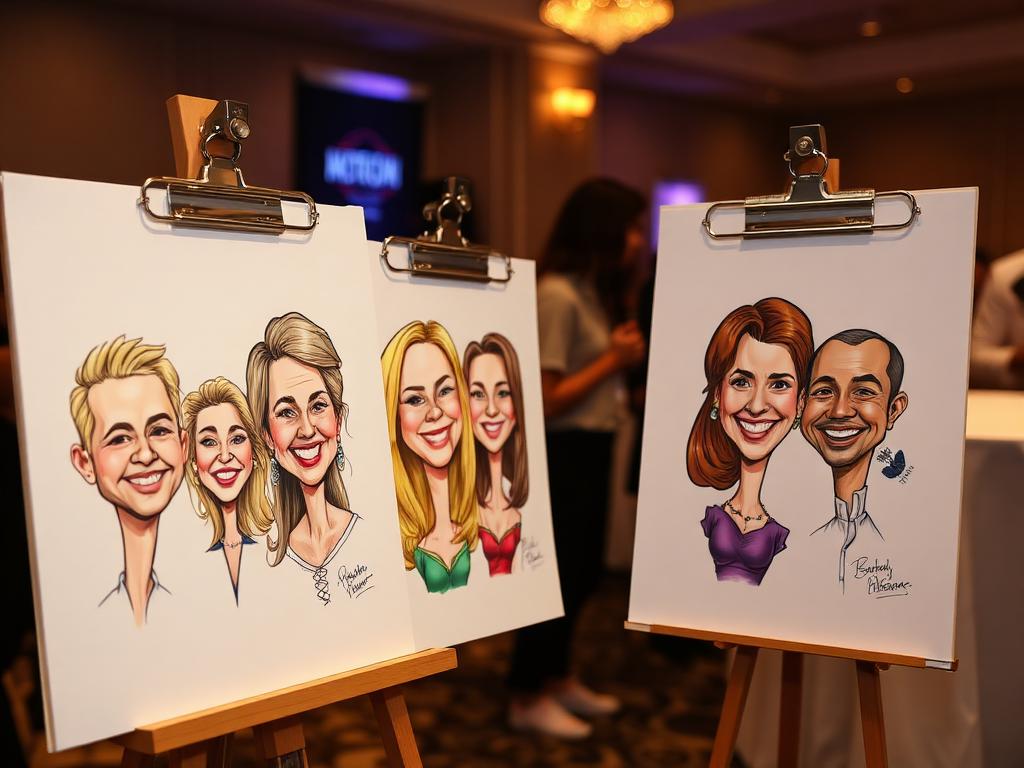 Colourful caricature drawings displayed at event in Singapore