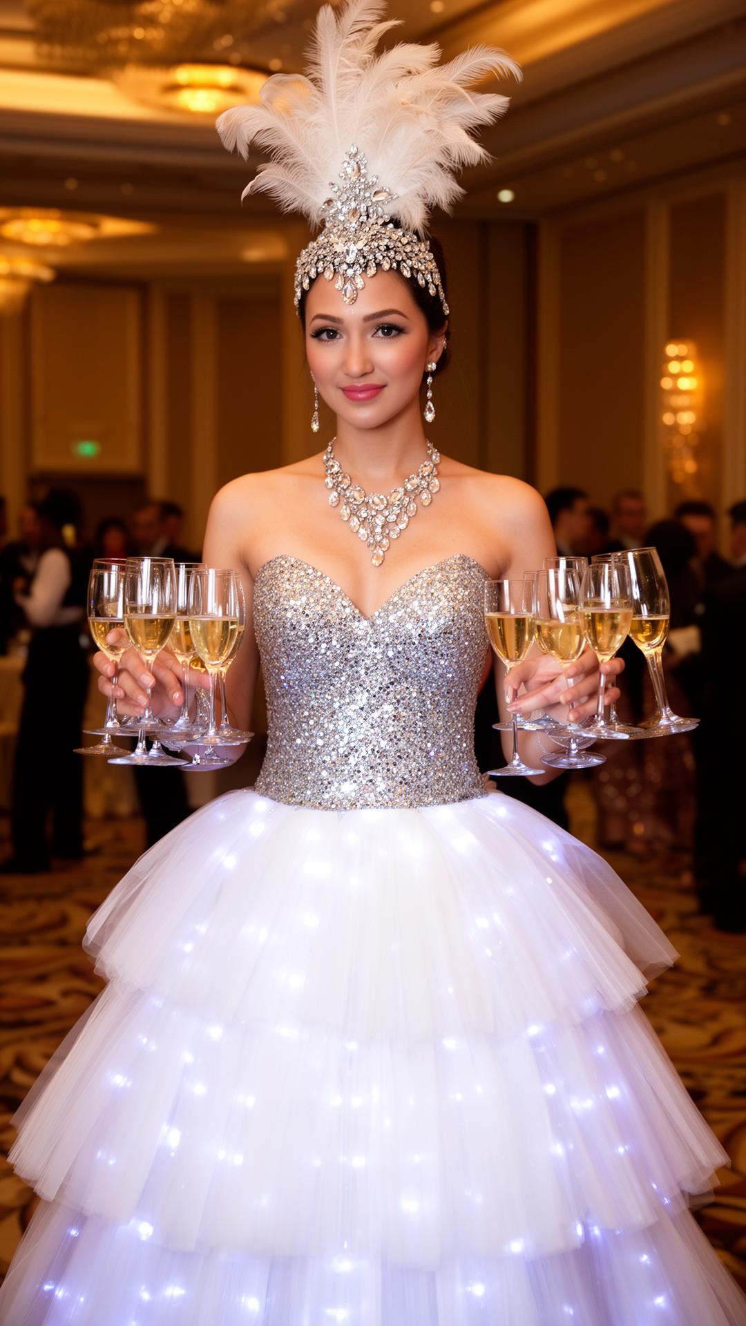 Champagne dress hostess at gala dinner Singapore