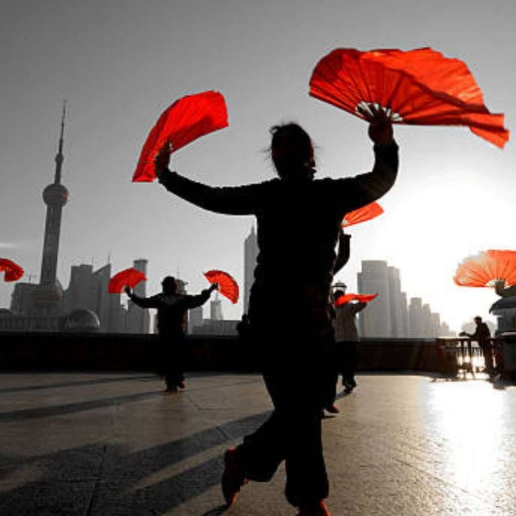 Chinese fan dance performance