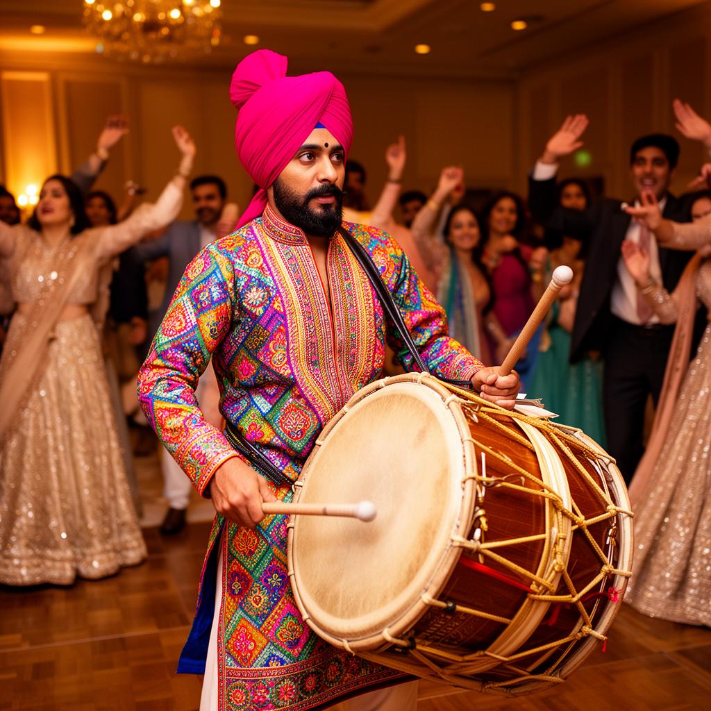 Dhol drummer at Indian wedding in Singapore