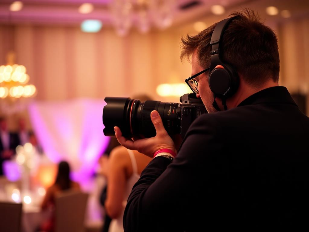 Photographer capturing wedding reception moments