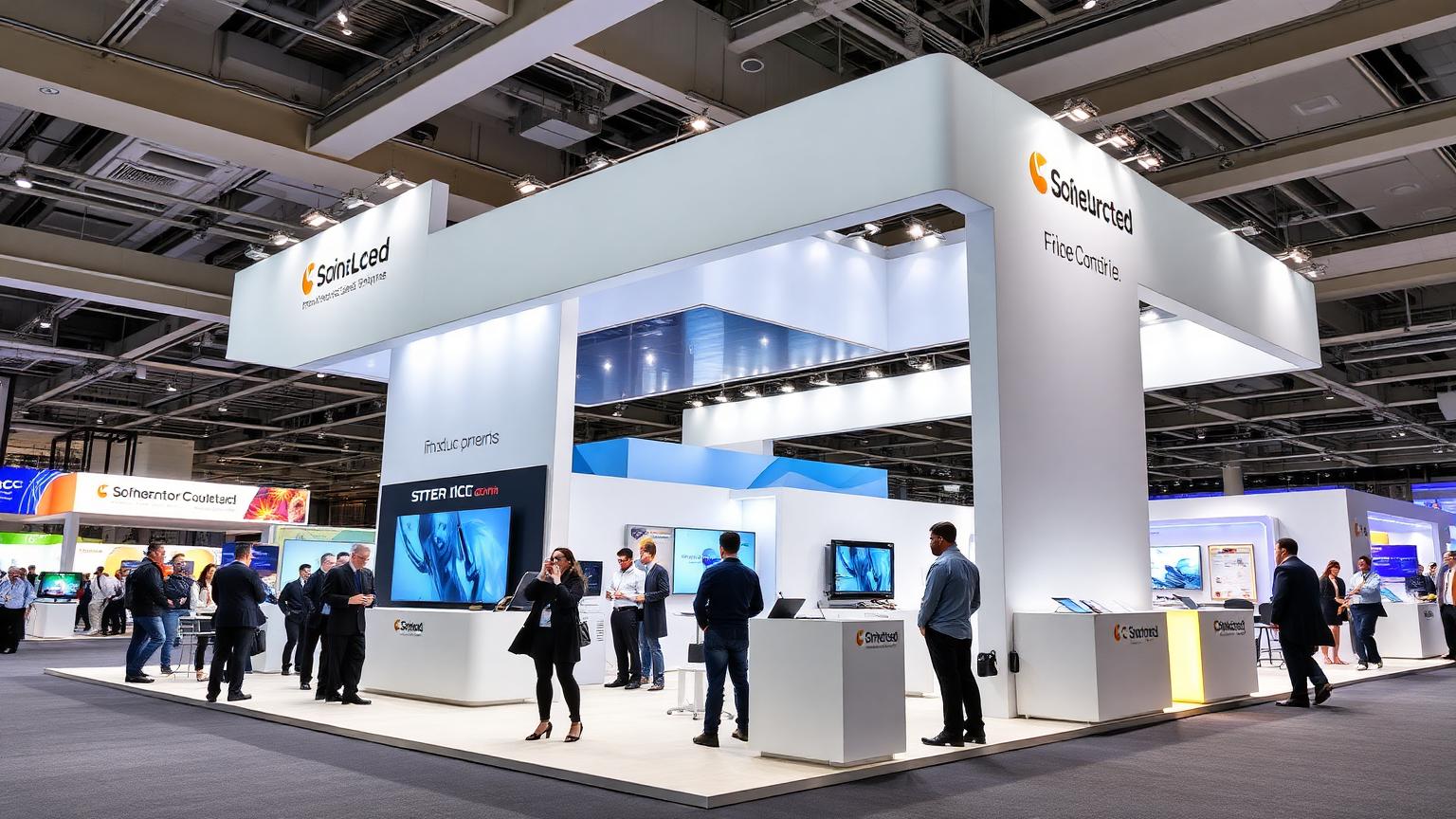Custom exhibition booth designed and built by Luxoria Entertainment at a Singapore convention centre