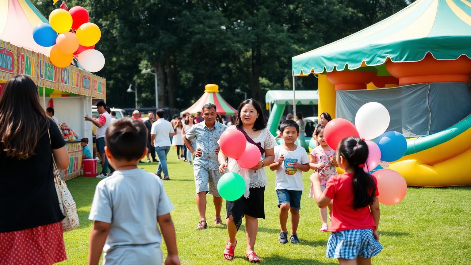 Company family day carnival in a Singapore park organised by Luxoria Entertainment
