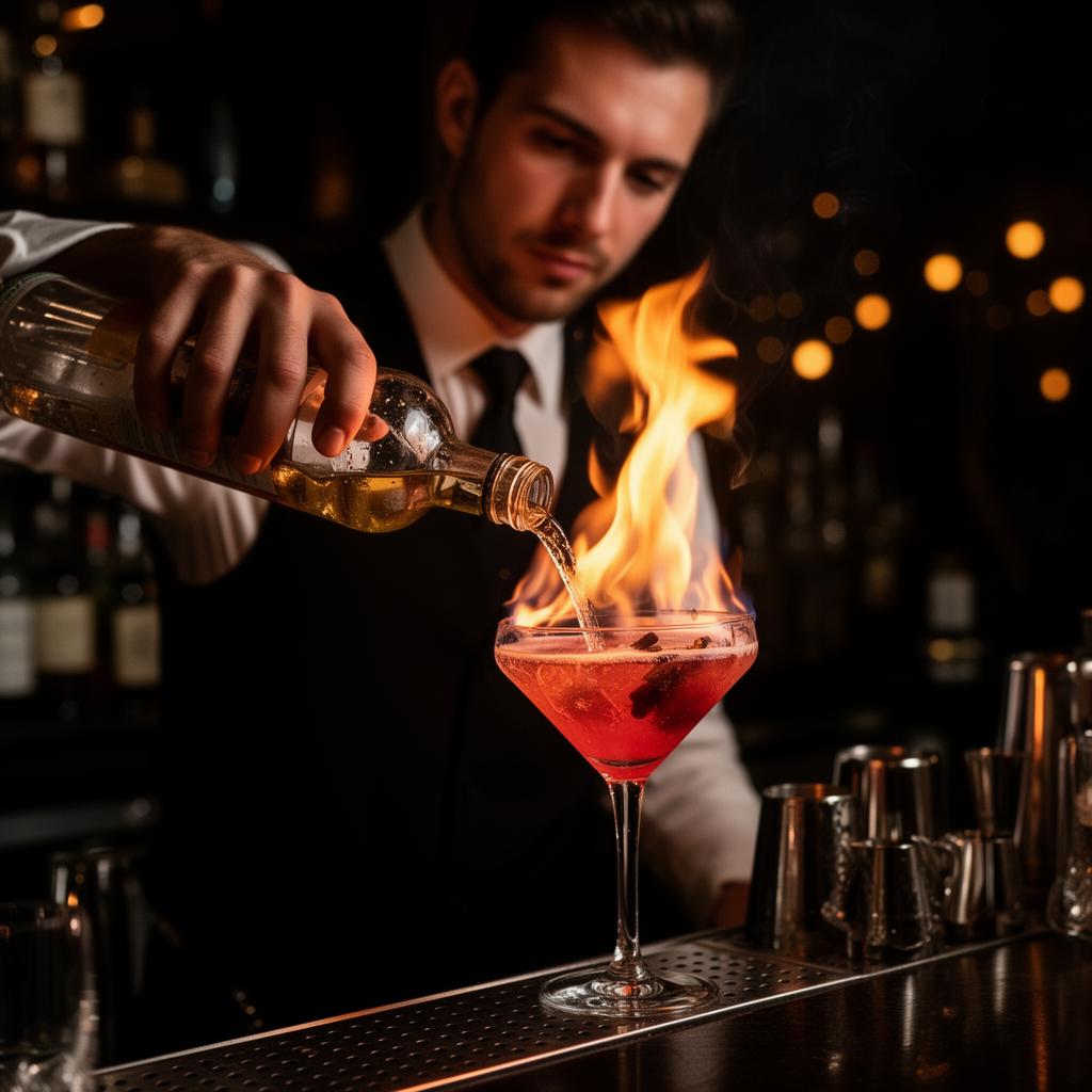 Fire cocktail flair bartender show Singapore