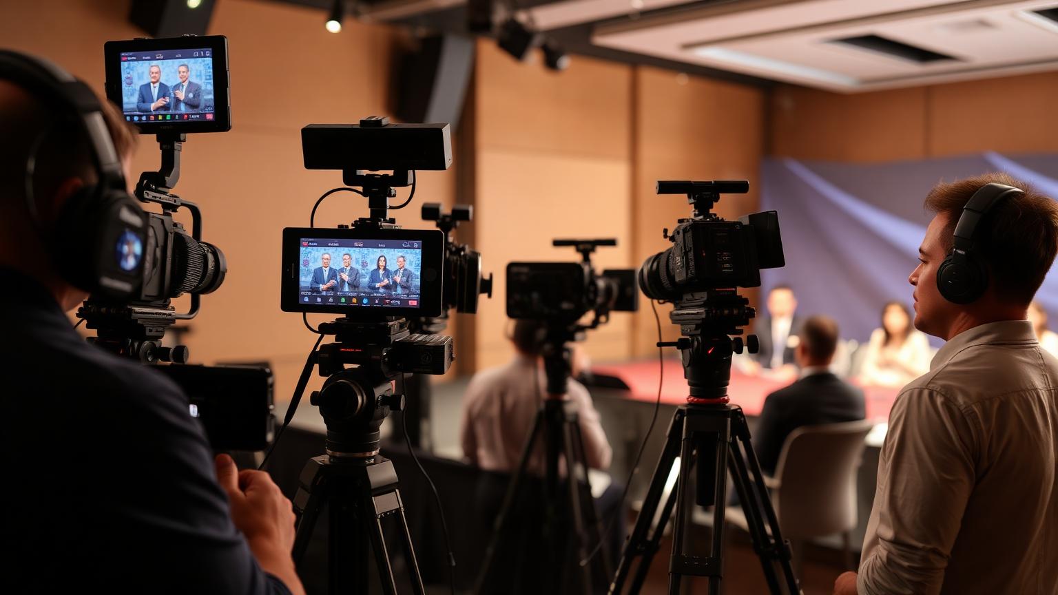 Live streaming production crew filming a hybrid event in Singapore for Luxoria Entertainment